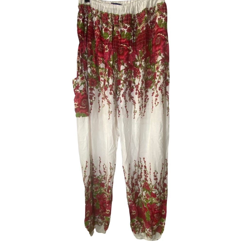 Sunflower Floral Wide Leg Pants with Flowing Design